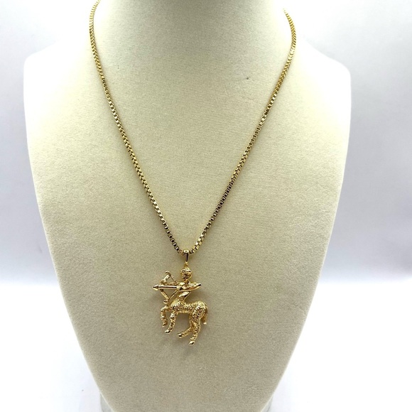 Vintage Monet Gold Zodiac Sagittarius Archer Necklace Vintage Monet 1990’s - Picture 6 of 16